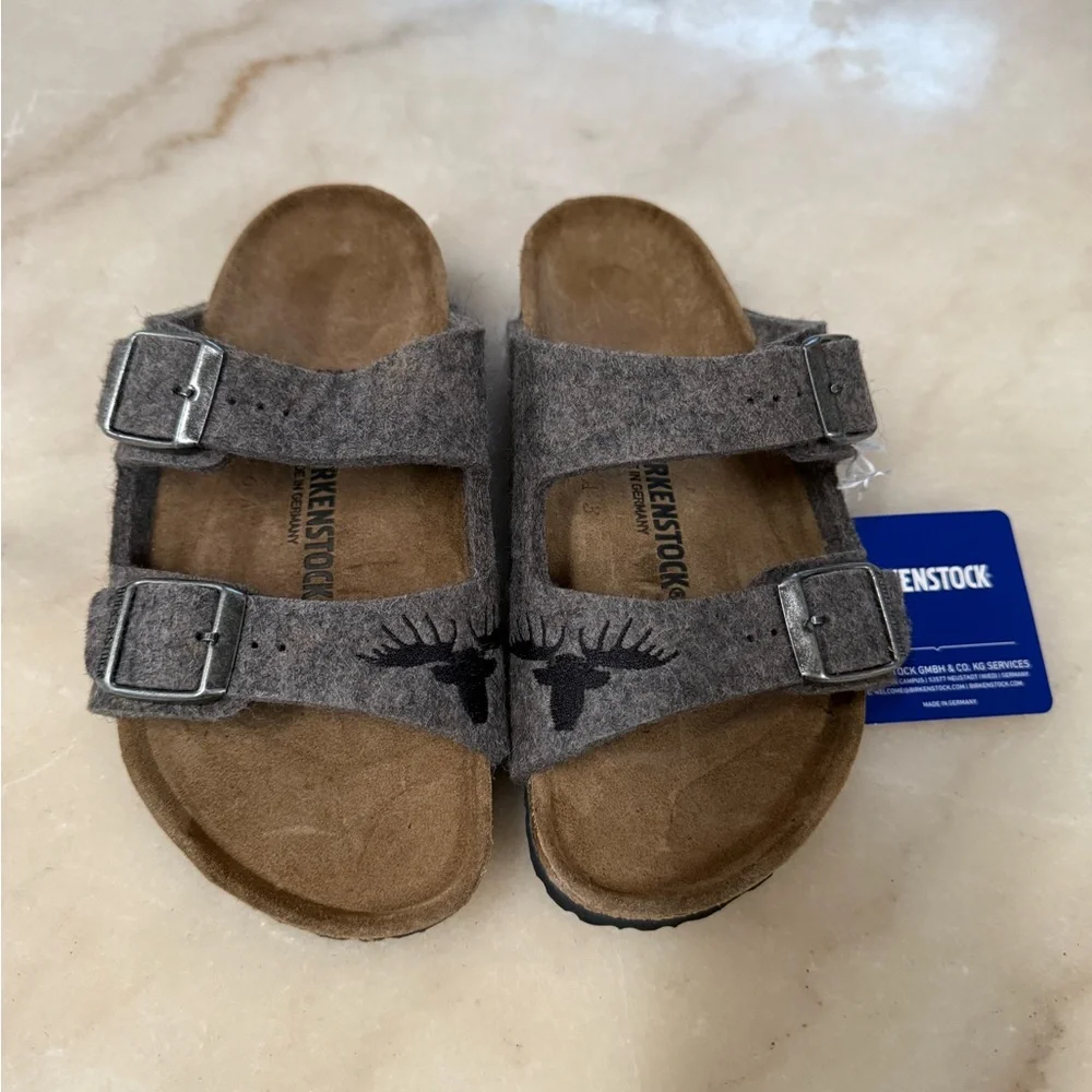 Birkenstock Taupe Sandals with Deer Design